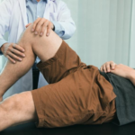 Illustration of a senior person receiving orthopedic treatment for their aging-related condition