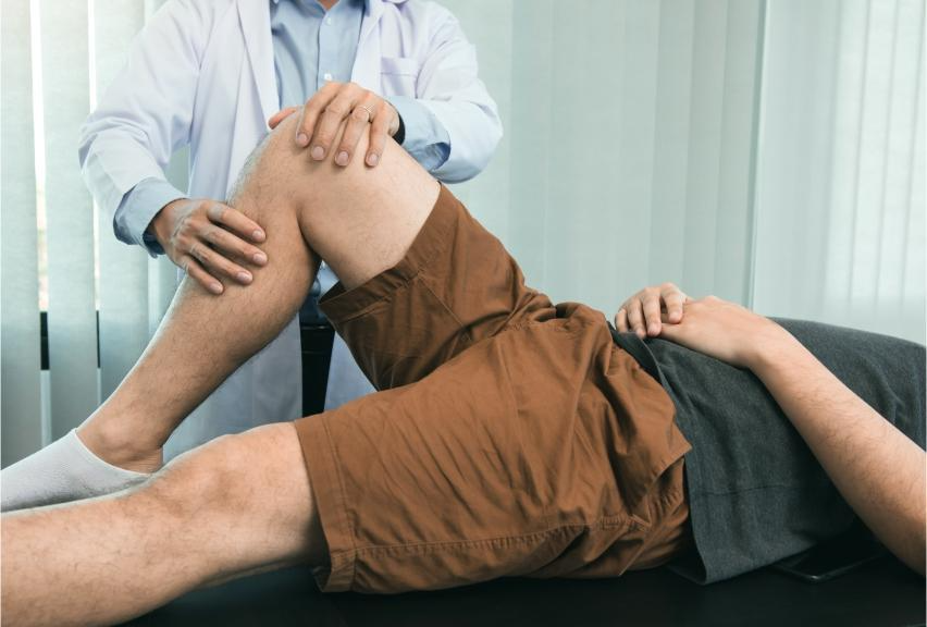 Illustration of a senior person receiving orthopedic treatment for their aging-related condition